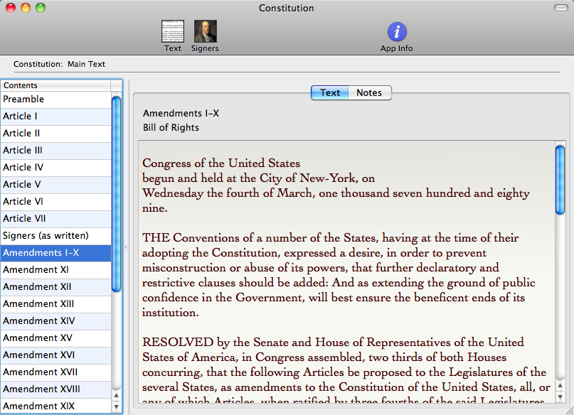 Constitution for Mac 1.0 : Main Window