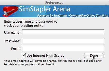 Sim Stapler Arena 1.0 : Main window