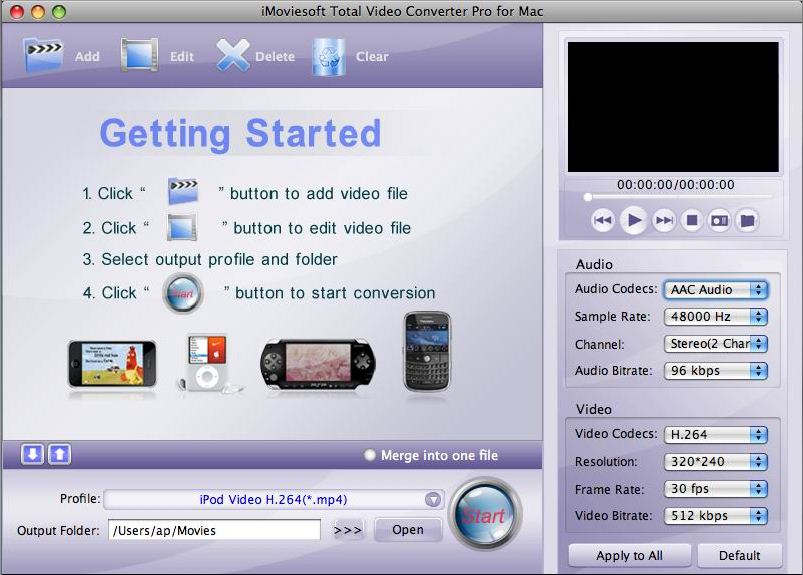 iMovie Total Video Converter Pro 1.6 : General view