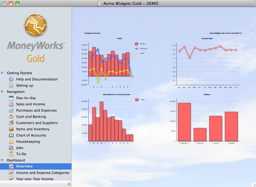 MoneyWorks Gold 6.1 : Main window
