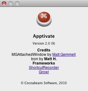 Apptivate 2.0 : About window