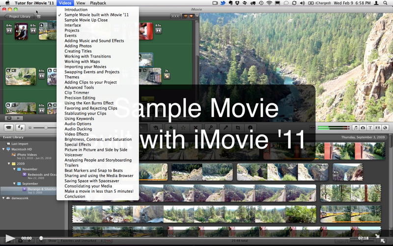 Tutor for iMovie '11 1.0 : Main window