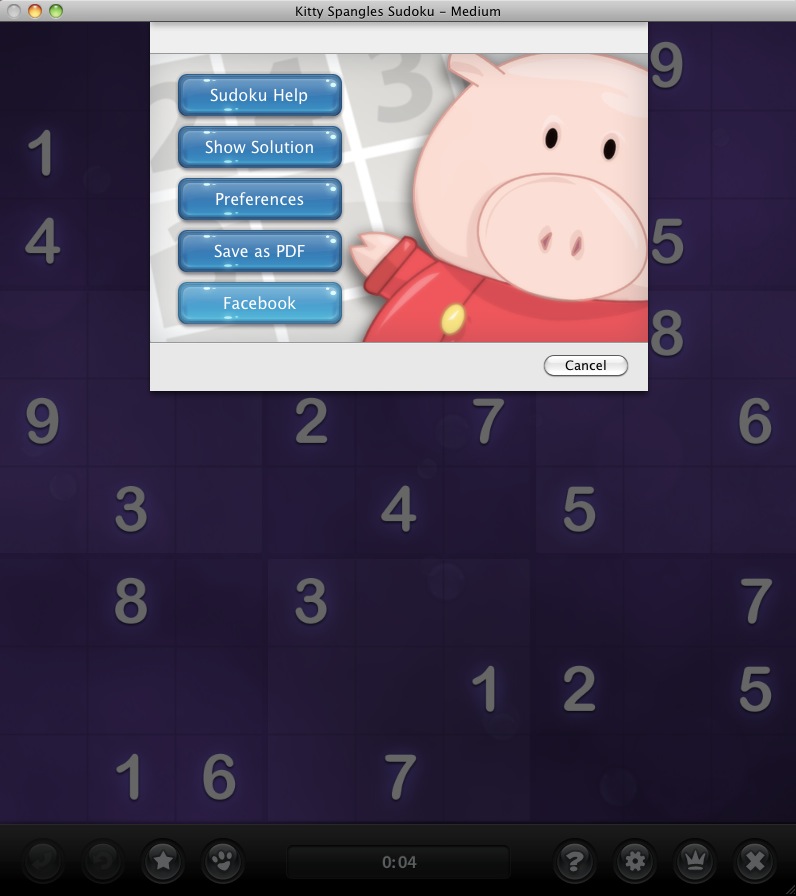 Kitty Spangles Sudoku 1.3 : Options