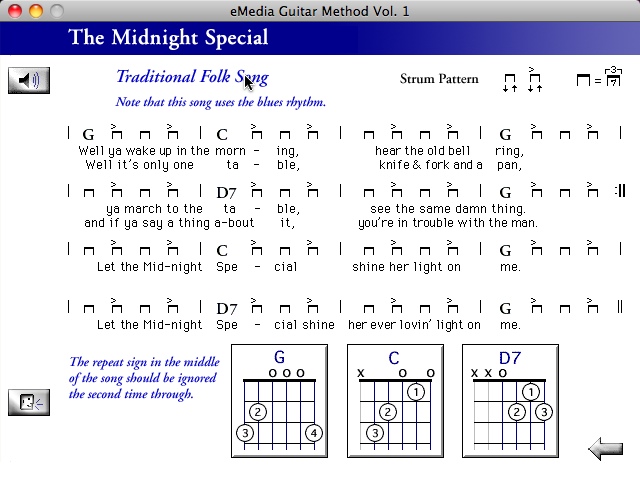 eMedia Guitar Lesson - Midnight Special 3.0 : Main window