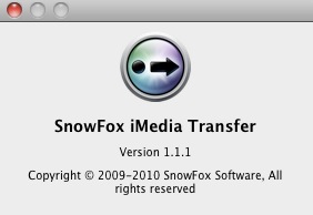 SnowFox iMedia Transfer 1.1 : About window
