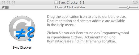 Sync Checker 1.1 : Main window