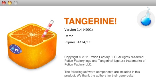 Tangerine! 1.4 : About window
