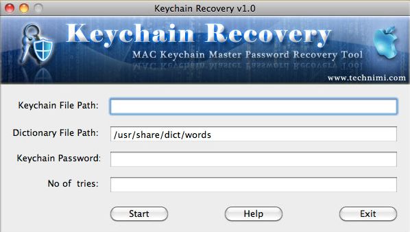 KeychainRecovery 1.0 : Main window