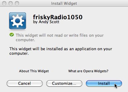 friskyRadio1050 1.0 : Main window