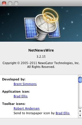 NetNewsWire 3.2 : About window