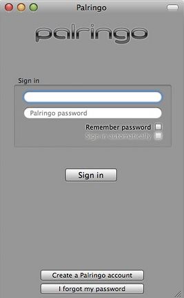 Palringo Instant Messenger 1.0 : Start screen