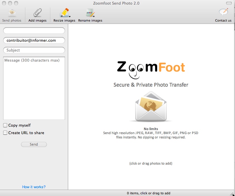 Send Photo Pro by ZoomFoot 2.0 : General View