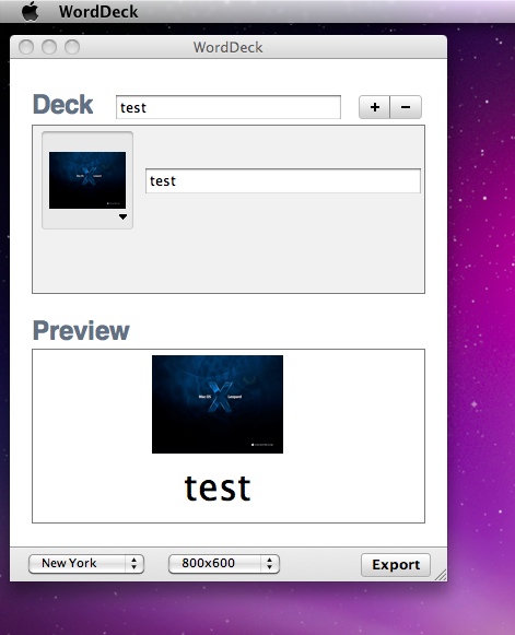 WordDeck 0.9 : Main window