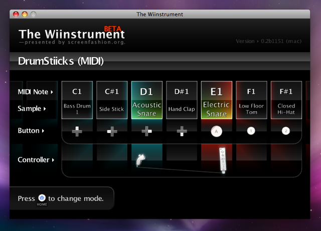 The Wiinstrument 0.2 : Main window