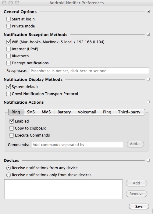 Android Notifier Desktop 0.5 : General View