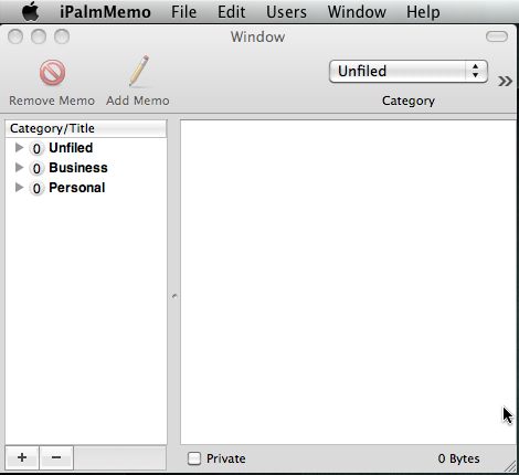 iPalmMemo 1.2 : Main window