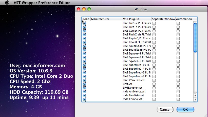 VST Wrapper Preference Editor 4.2 : Main window