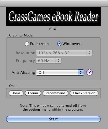 GrassGames eBook Reader 1.8 : Main screen