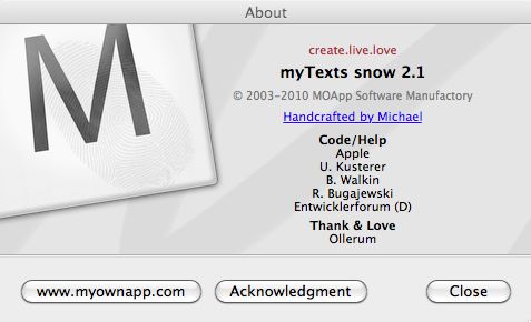 myTexts snow 2.1 : Main window