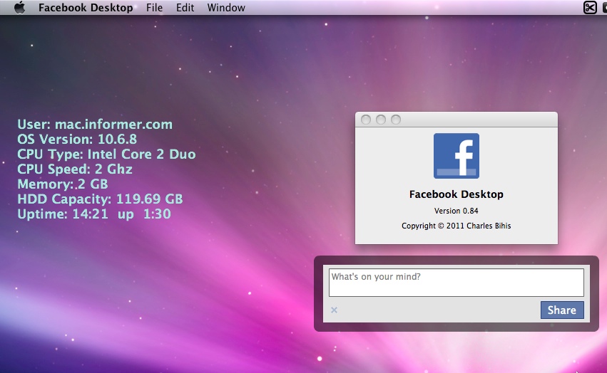 Facebook Desktop 0.8 : General View