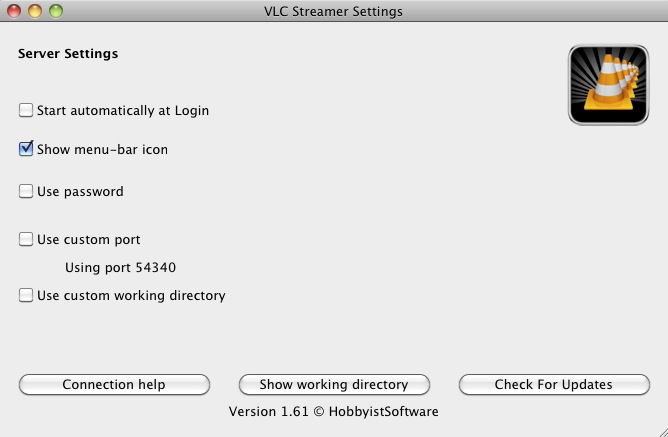 VLCStreamer 1.6 : Settings