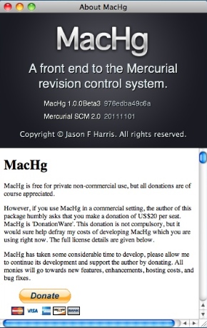 MacHg 1.0 beta : About window