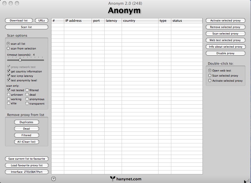 Anonym 2.0 : Main window