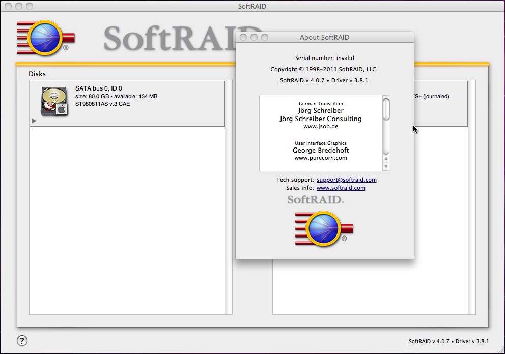 SoftRAID 4.0 : Main window