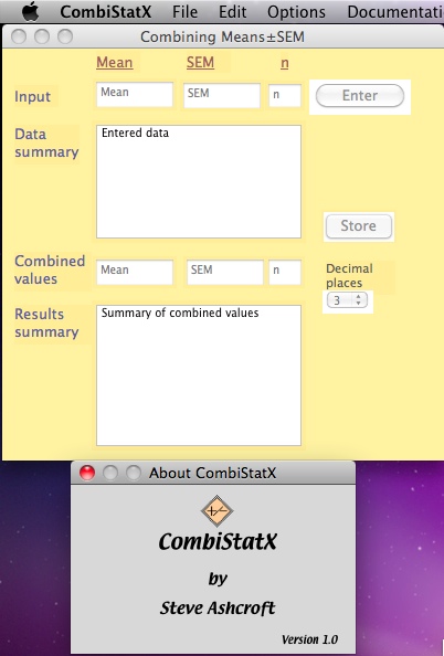 CombiStatX 1.0 : Main window