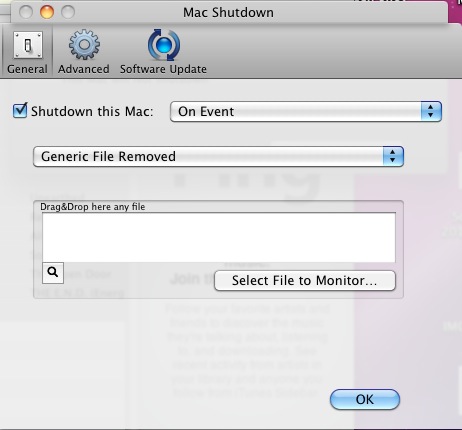 Mac Shutdown 1.6 : On event settings