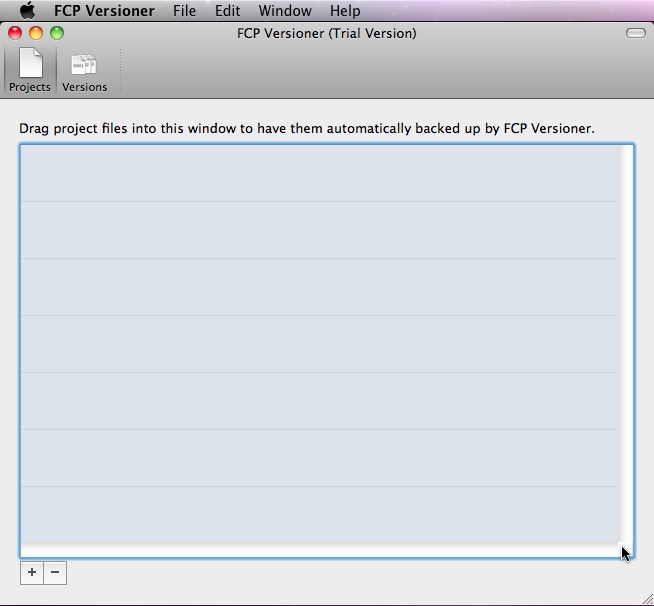 FCP Versioner 1.2 : Main window