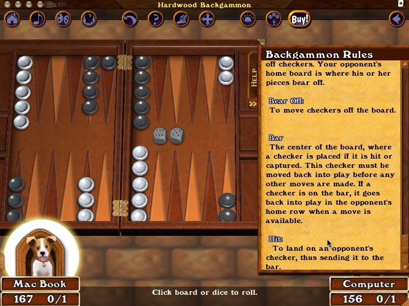 Hardwood Backgammon 0.1 : Main window