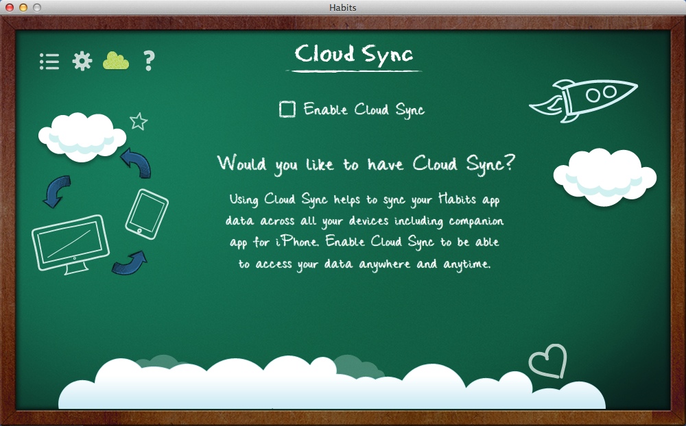 Habits 1.0 : Cloud Sync Window