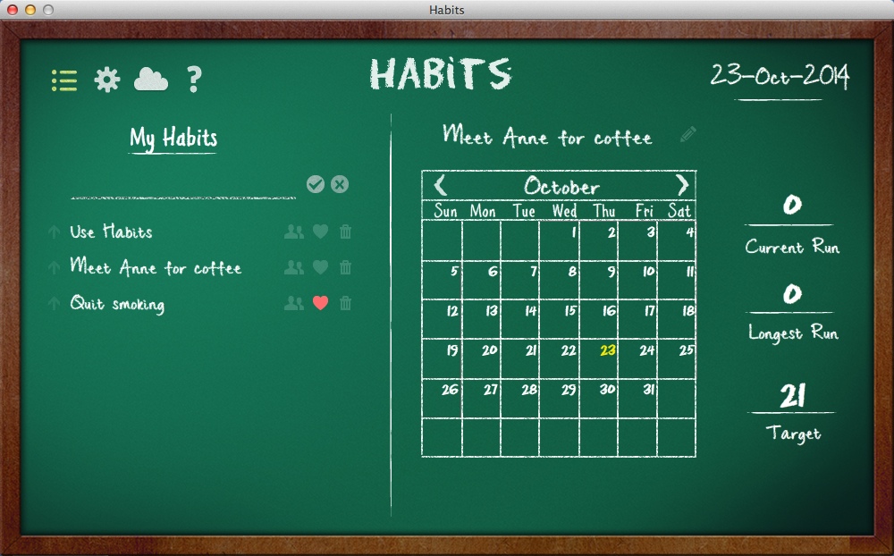 Habits 1.0 : Main Window