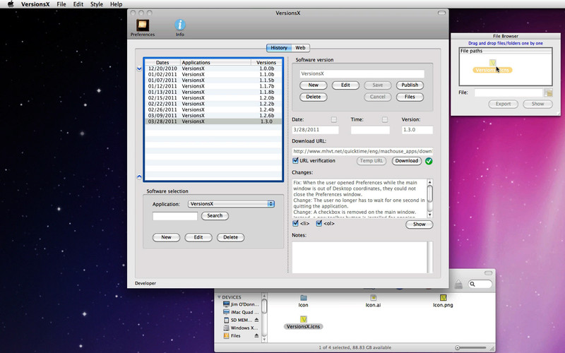 VersionsX 1.2 : VersionsX screenshot