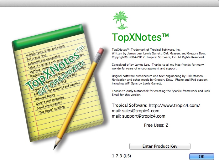 TopXNotes 1.7 : About