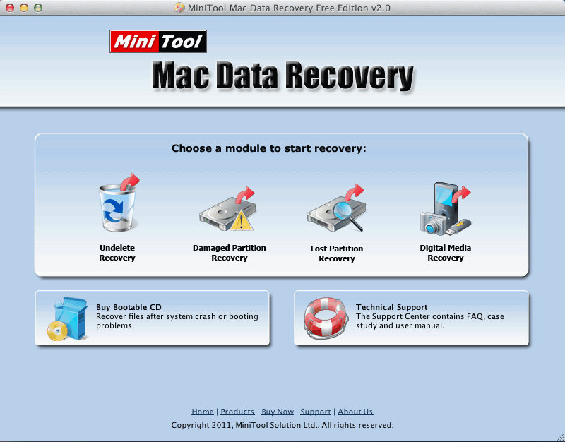MiniTool Mac Data Recovery 2.0 : Main Window