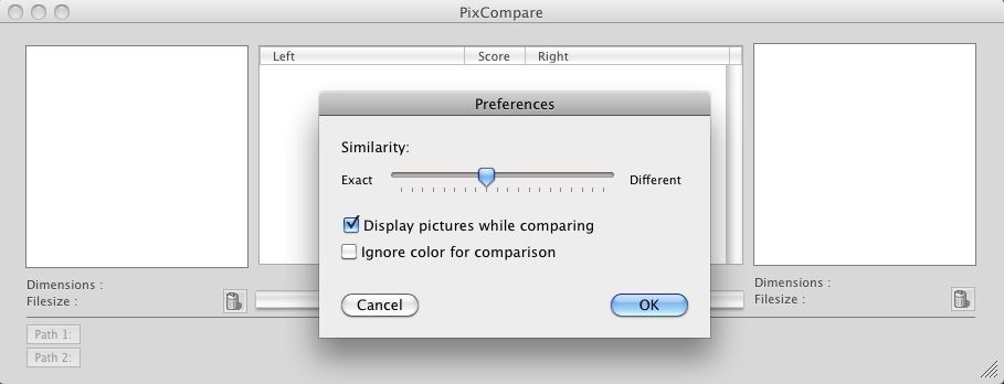 PixCompare 3.6 : Preferences