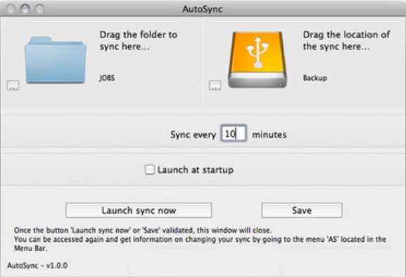 AutoSync 1.0 : Main window