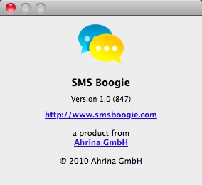 SMS Boogie 1.0 : About Window