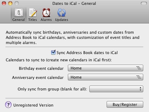 Dates to iCal 2 2.2 : General preferences