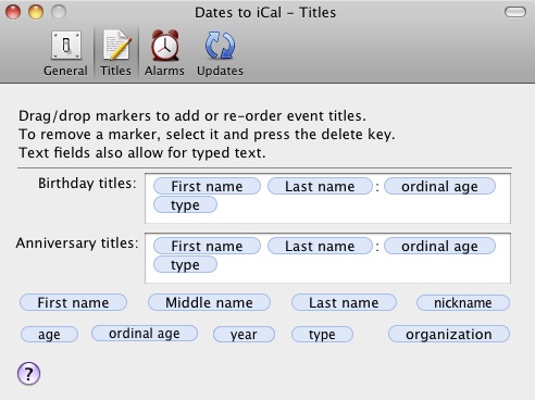 Dates to iCal 2 2.2 : Titles
