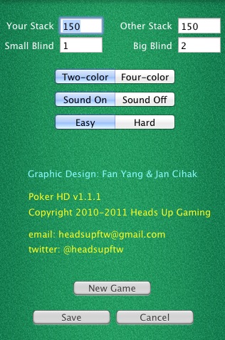 Poker HD Pro 1.1 : Settings