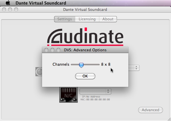 Dante Virtual Soundcard 3.0 : Main window