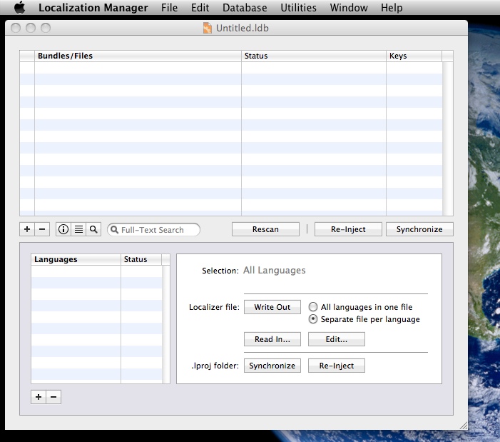 Localization Manager 11.4 : Main window