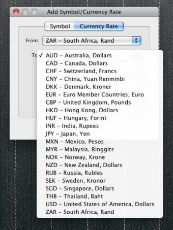 Adding Currency Dialog