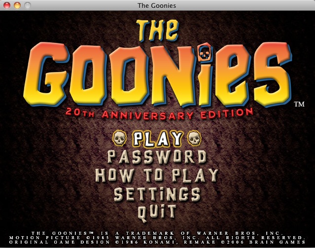 The Goonies 0.6 : Main menu