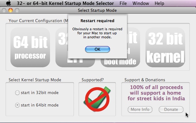 Kernel Startup Mode Selector 1.6 : Main window