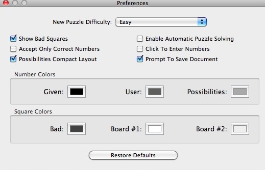 SudokuAdept 1.7 : Program Preferences