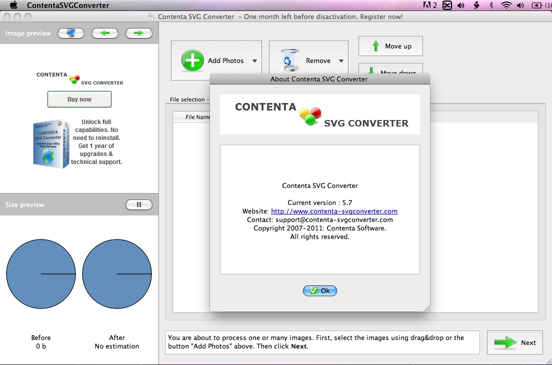 ContentaSVGConverter 5.7 : Main window